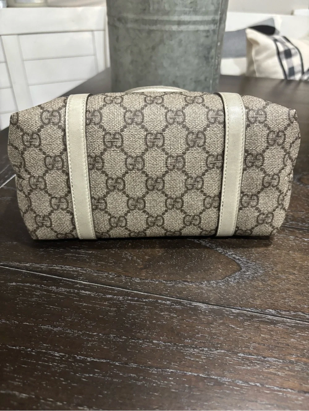 Gucci Beige/Tan GG Canvas Tote with Neutral Leather Trim